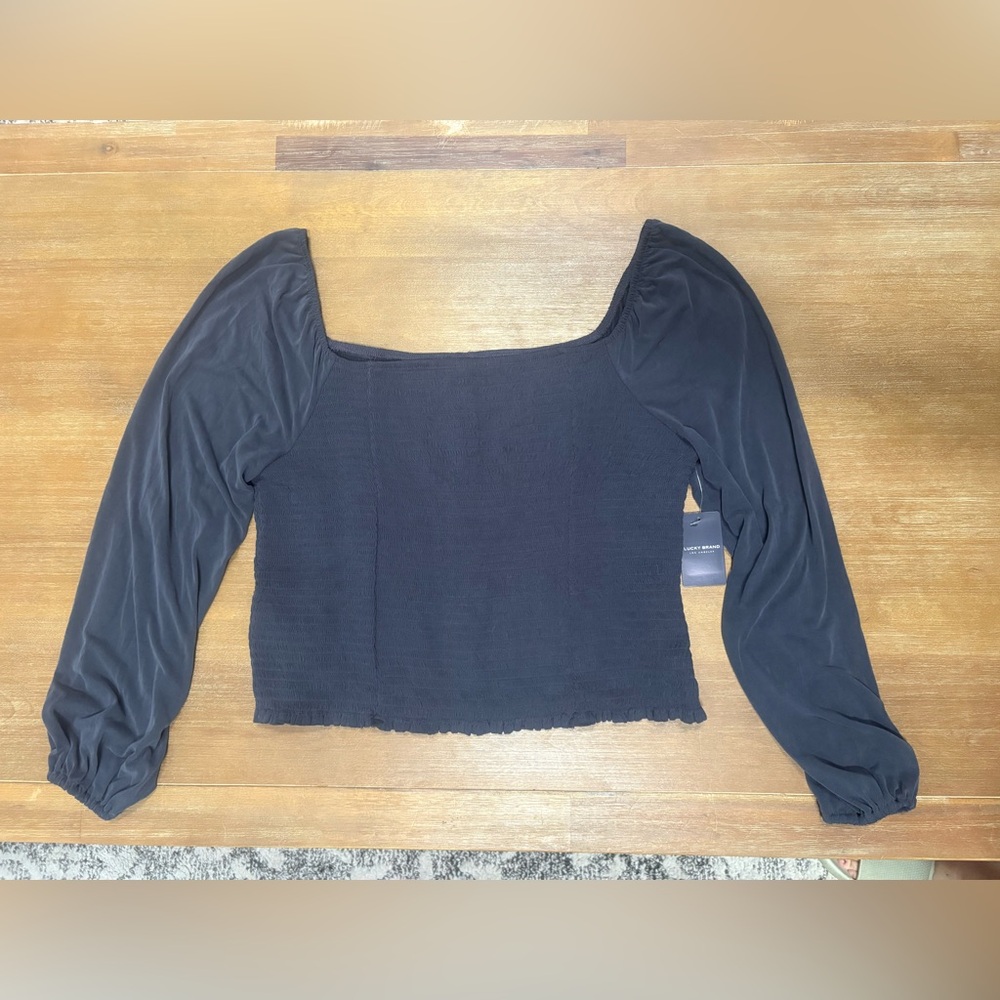 Lucky Brand Blue Puff Sleeve Blouse